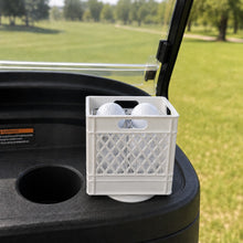 Load image into Gallery viewer, Golf Cart Cup Holder Adapter Ball Basket | Miniature Milk Crate Organizer