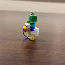 Load image into Gallery viewer, Minecraft Chicken Jockey Keychain, Baby Zombie Riding Chicken
