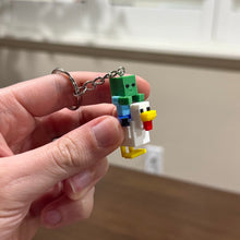 Load image into Gallery viewer, Minecraft Chicken Jockey Keychain, Baby Zombie Riding Chicken