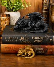 Load image into Gallery viewer, Sleeping Bookshelf Dragon | Fourth Wing Empyrean Series Inspired Dragon Shelf Decor | Tairn Andarna Style Book Nook Gift
