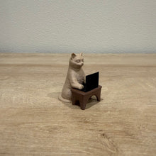 Load image into Gallery viewer, Coder Cat with Laptop Mini Figurine | The Perfect Gift for Computer Science, IT, Tech, or Engineering Friends
