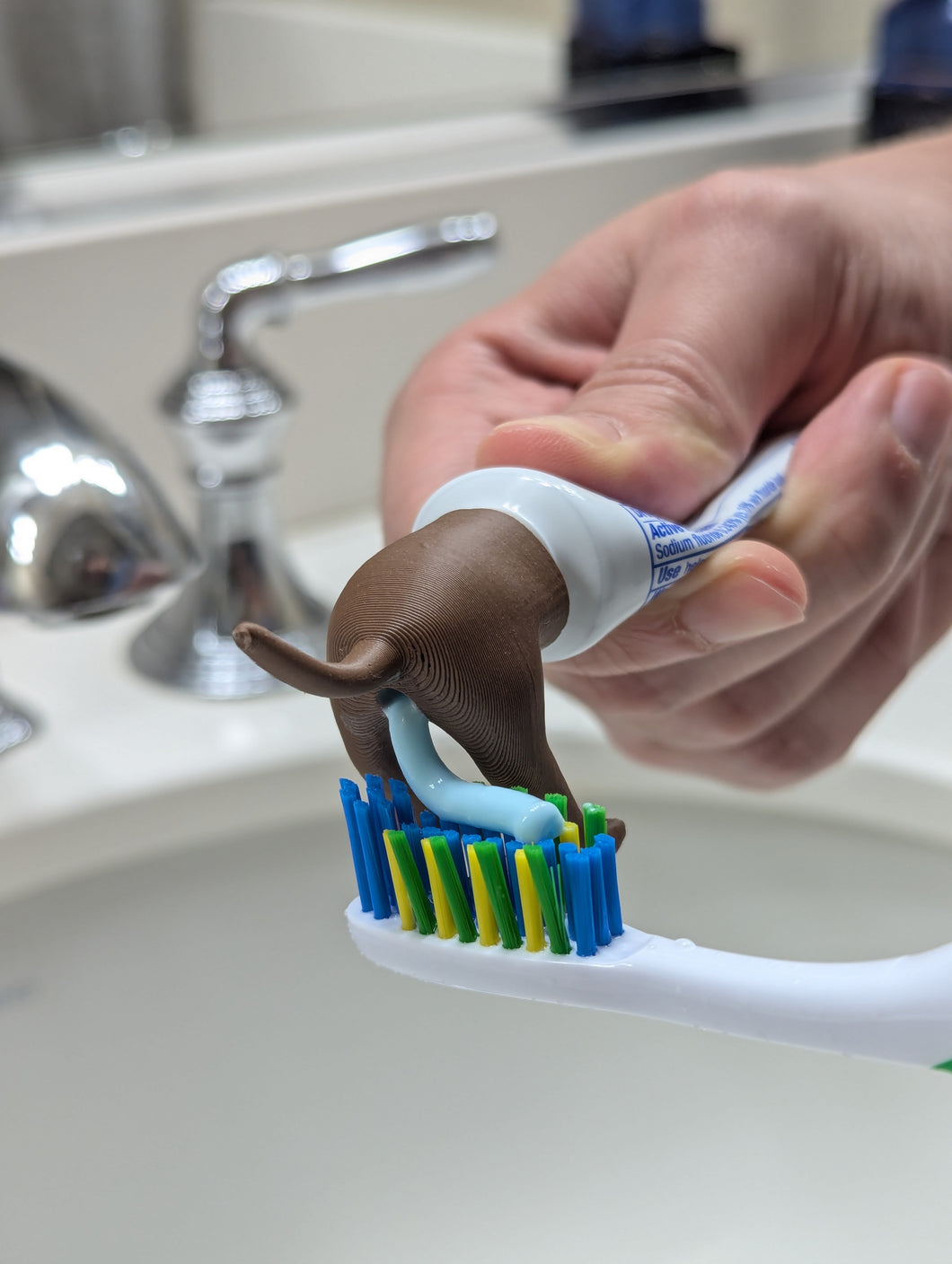 Dog Pooping Toothpaste Topper | Comes with Toothpaste