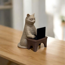 Load image into Gallery viewer, Coder Cat with Laptop Mini Figurine | The Perfect Gift for Computer Science, IT, Tech, or Engineering Friends

