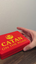 Load and play video in Gallery viewer, Catan On The Road Storage Box Organizer | Travel Game Card Holder Case | Compact Deck Box

