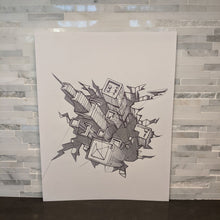 Load image into Gallery viewer, Downtown Skyscrapers Abstract Art || single one line pen drawing - Casual Chicken

