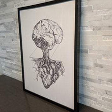 Load image into Gallery viewer, The Brain Grows from the Heart || single one line pen drawing
