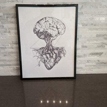 The Brain Grows from the Heart || single one line pen drawing